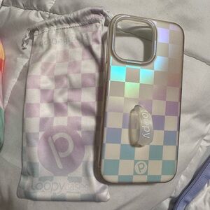 iPhone 16 pro max Loopy Case Iridescent Checkered Phone Case
